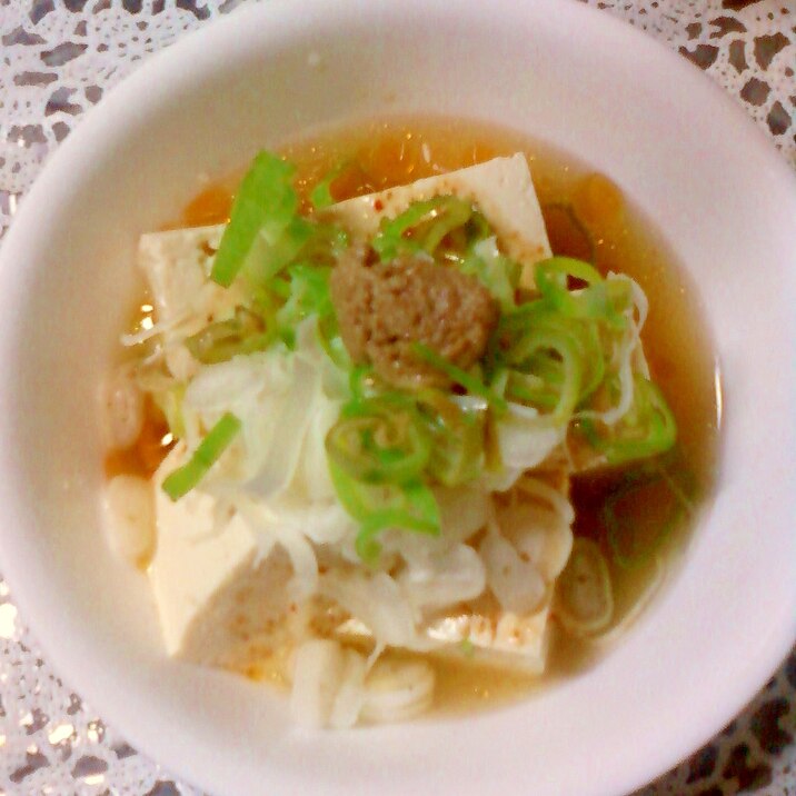 ☆*:・☆豆腐と長ネギのピリ辛スープ☆*:・☆